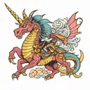 dragon riding unicorn tattoo design idea
