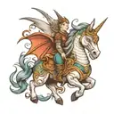 dragon riding unicorn tattoo design idea