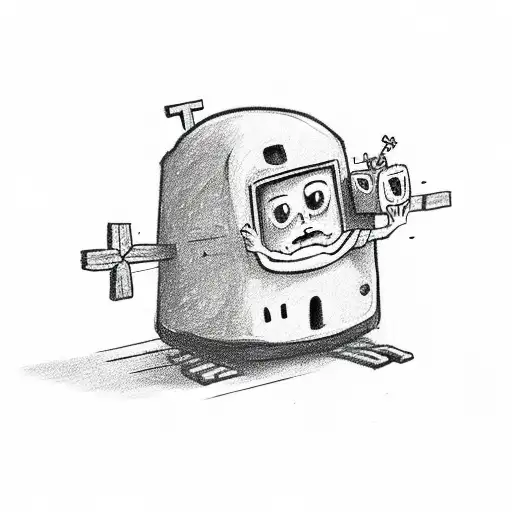 the brave little toaster being crucified on a cross  tattoo design idea