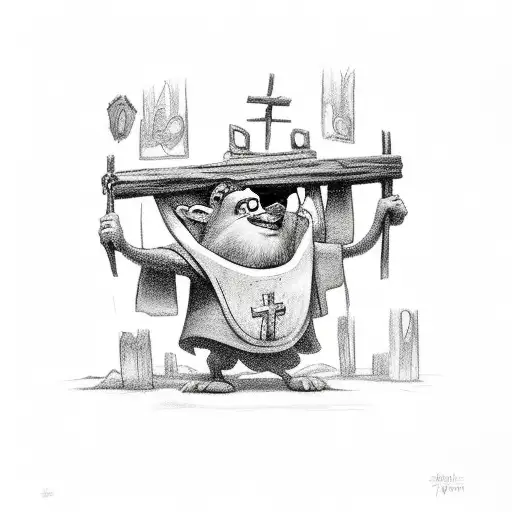 Disney's brave little toaster being crucified on a cross  tattoo design idea