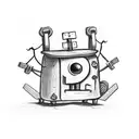the brave little toaster being crucified on a cross  tattoo design idea