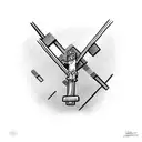 brave little toaster being crucified on a cross  tattoo design idea