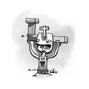 brave little toaster being crucified on a cross  tattoo design idea