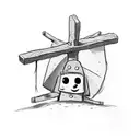 brave little toaster being crucified on a cross  tattoo design idea