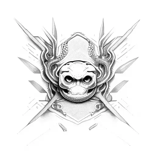 snake robotic dead skin fall bones tattoo design idea