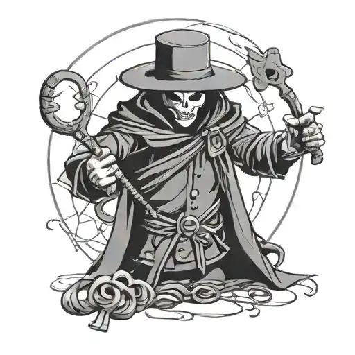 minimalist puppet master holding strings symbolizing control and power  tattoo design idea