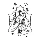 joshua tree with 3 stars tattoo design idea