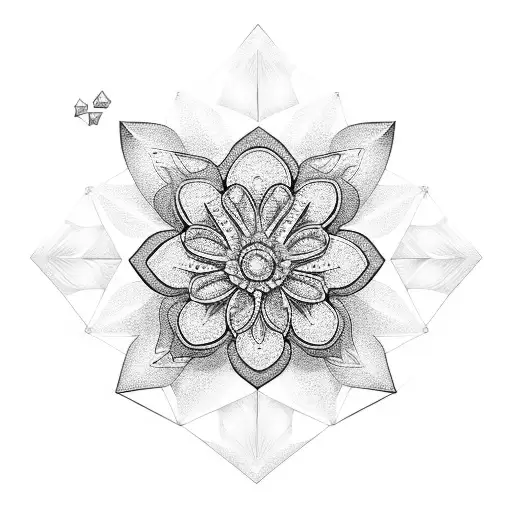 A diamond-shaped flower with petals made of smaller diamonds tattoo design idea