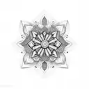 A diamond-shaped flower with petals made of smaller diamonds tattoo design idea