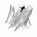 A skier gracefully carving through a mountain slope tattoo design idea