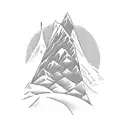A skier gracefully carving through a mountain slope tattoo design idea