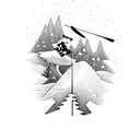 A skier gracefully carving through a mountain slope tattoo design idea