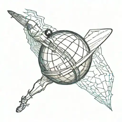A cricket ball transforming into a globe, symbolizing the client's love for both cricket and travel tattoo design idea