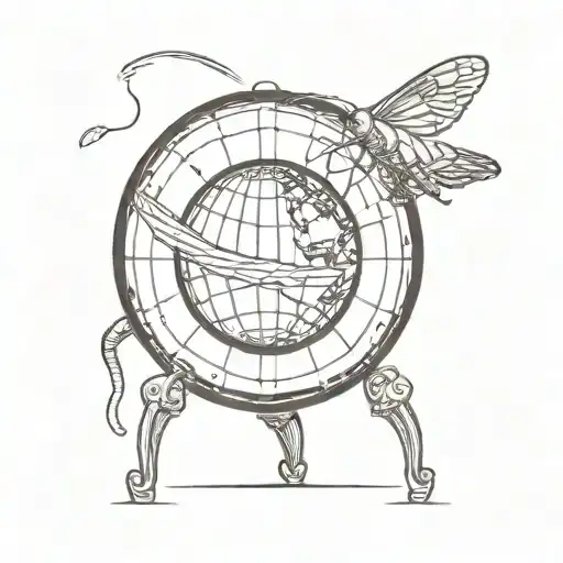 A cricket ball transforming into a globe, symbolizing the client's love for both cricket and travel tattoo design idea