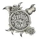 couple name written along both sides By the inequities tattoo design idea