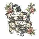 couple name written along both sides By the inequities tattoo design idea