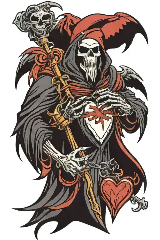 Raven Grim Reaper Sacred Heart tattoo design idea