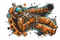 Astronaut floating in space tattoo design idea