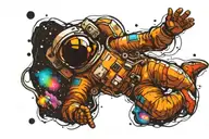 Astronaut floating in space tattoo design idea
