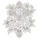celtic cross and roses wrapped and snake tattoo design idea