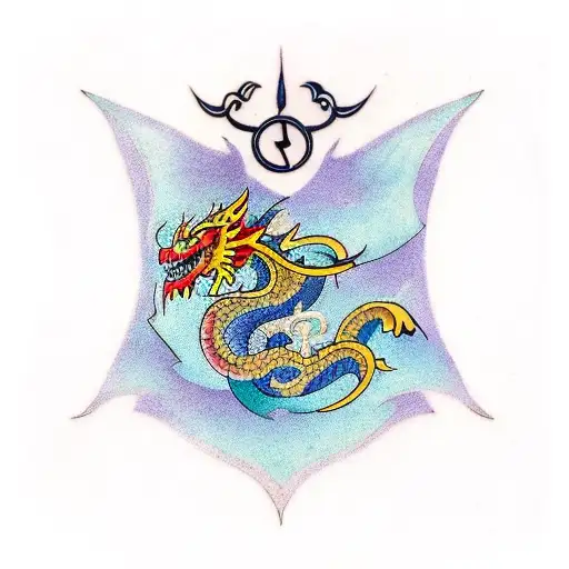 A traditional tattoo featuring a dragon and elements of Lao culture tattoo design idea