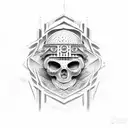 dios griego con coliseo romano tattoo design idea