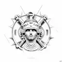 dios griego con coliseo romano tattoo design idea
