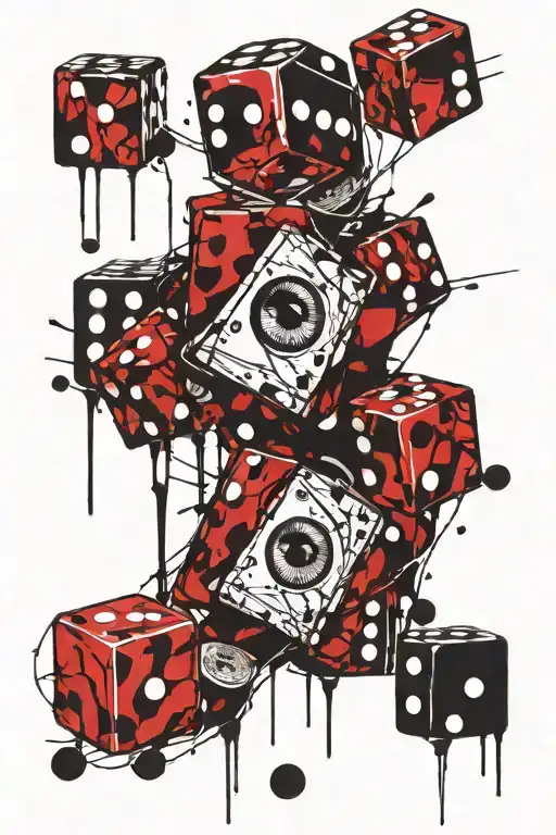 eye time   blood  dice cards tattoo design idea