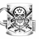 skull and crossbones stencil on coffee mug  tattoo design idea