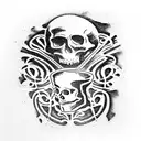 skull and crossbones stencil on coffee mug  tattoo design idea