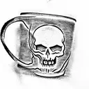 skull and crossbones stencil on coffee mug  tattoo design idea