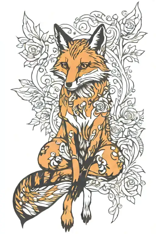 fox full body holding tattoo design idea