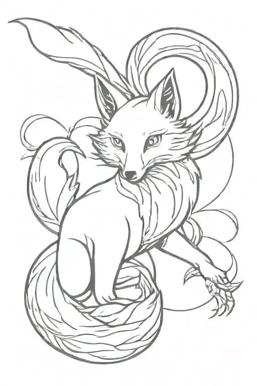 nine tailed fox tattoo design idea