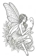 Simple whimsical style tattoo featuring a fairy resembling growth and self love tattoo design idea