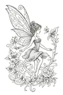 Simple whimsical style tattoo featuring a fairy resembling growth and self love tattoo design idea