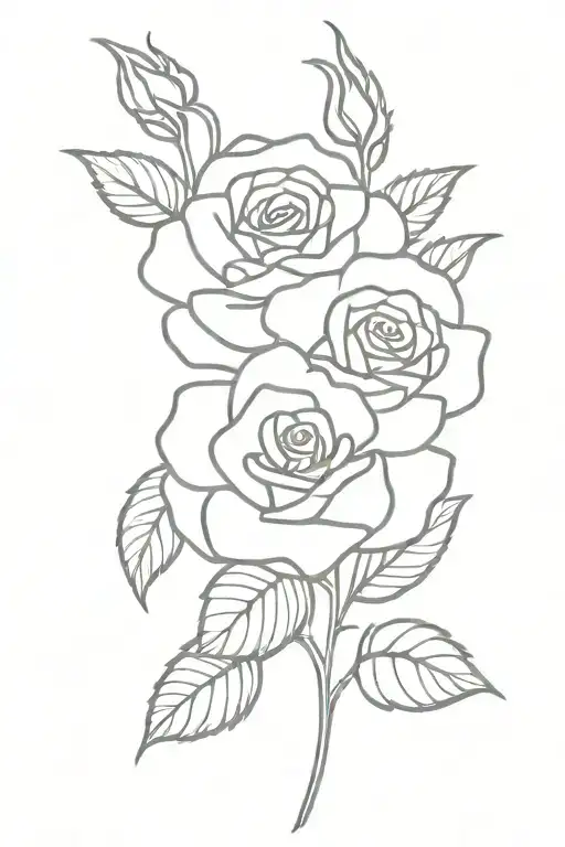 Rose word sisters stem rose tattoo design idea