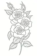 Rose word sisters stem rose tattoo design idea