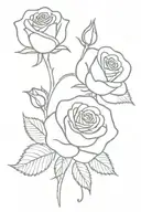 Rose word sisters stem rose tattoo design idea