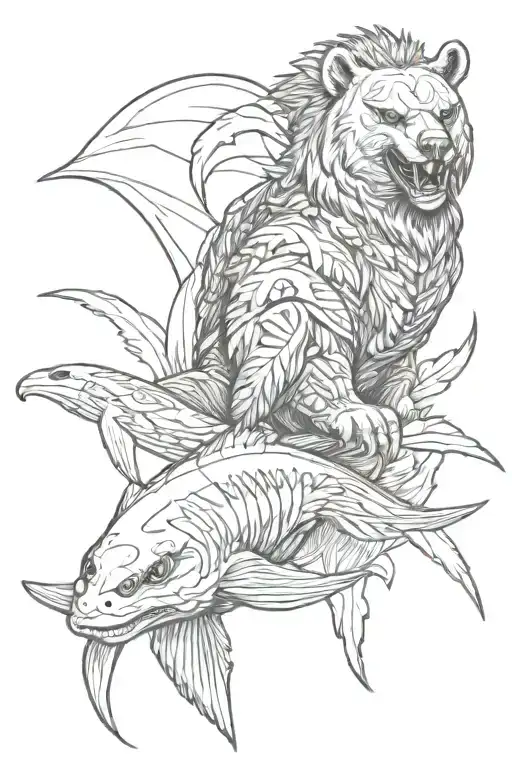 tatau from far cry 3, bear and eagle instead of shark and spider  tattoo design idea