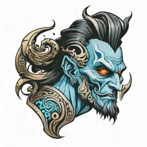 hades headshot looking tattoo design idea