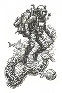 scuba diver surreal scene tattoo design idea