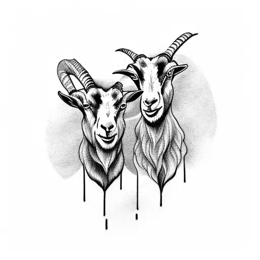 two goat heads touching each other tattoo design idea