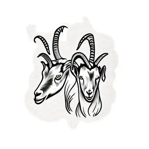 two goat heads touching each other tattoo design idea