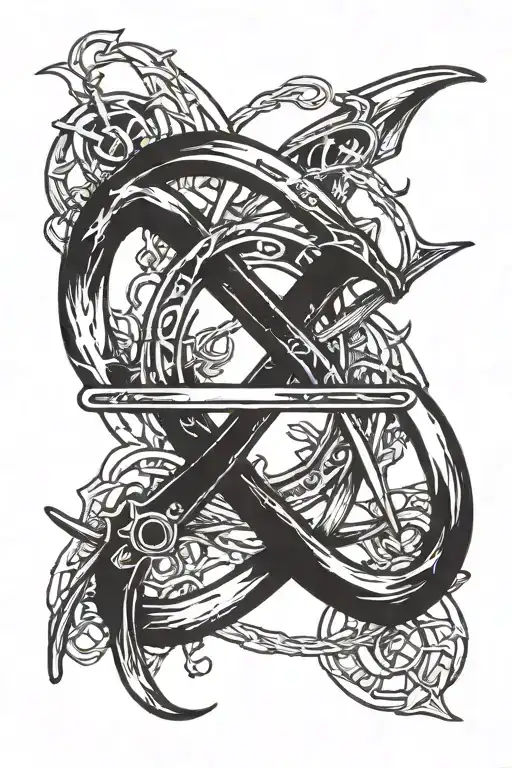 anarchy sign made of 3 scythes tattoo design idea