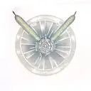 A dotwork tattoo of a Jedi lightsaber with the word 'LAEA' written in Aurebesh script around it. tattoo design idea