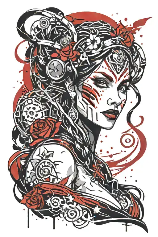 queen of pain dota 2 hero tattoo design idea