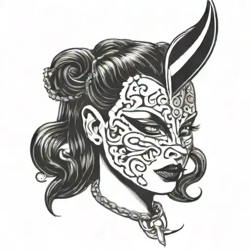 mask latex clad dominatrix tattoo design idea