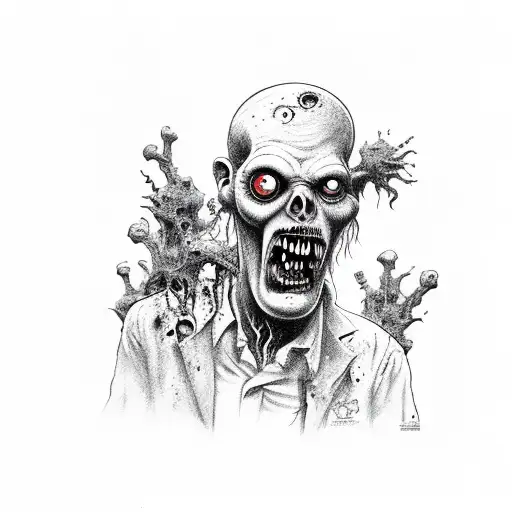 zombie take joint doodle tattoo design idea