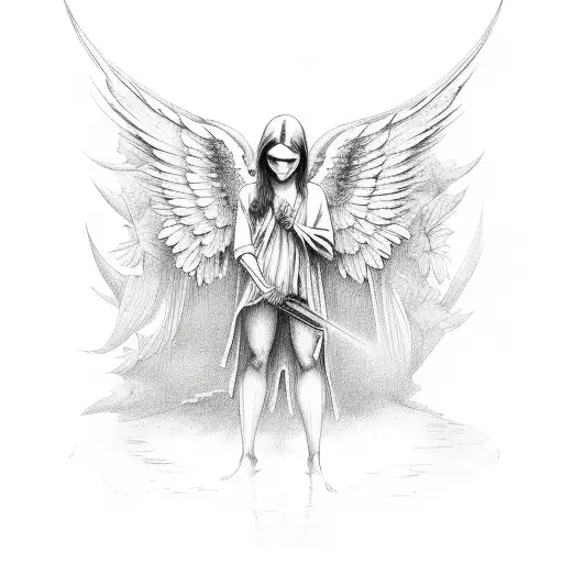 angel devil fight to  paradise  tattoo design idea