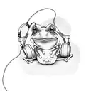 a cute frog wearing a headphone tattoo design idea